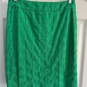Talbots Green Eyelet Lace Midi Skirt